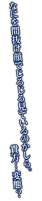 なにを間抜け顔でじろじろ見ているのかしら。貴方…変態？