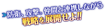 防衛、攻撃。仲間と連携しながら戦略を展開せよ！！