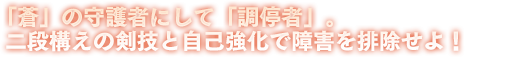 「蒼」の守護者にして「調停者」。二段構えの剣技と自己強化で障害を排除せよ！